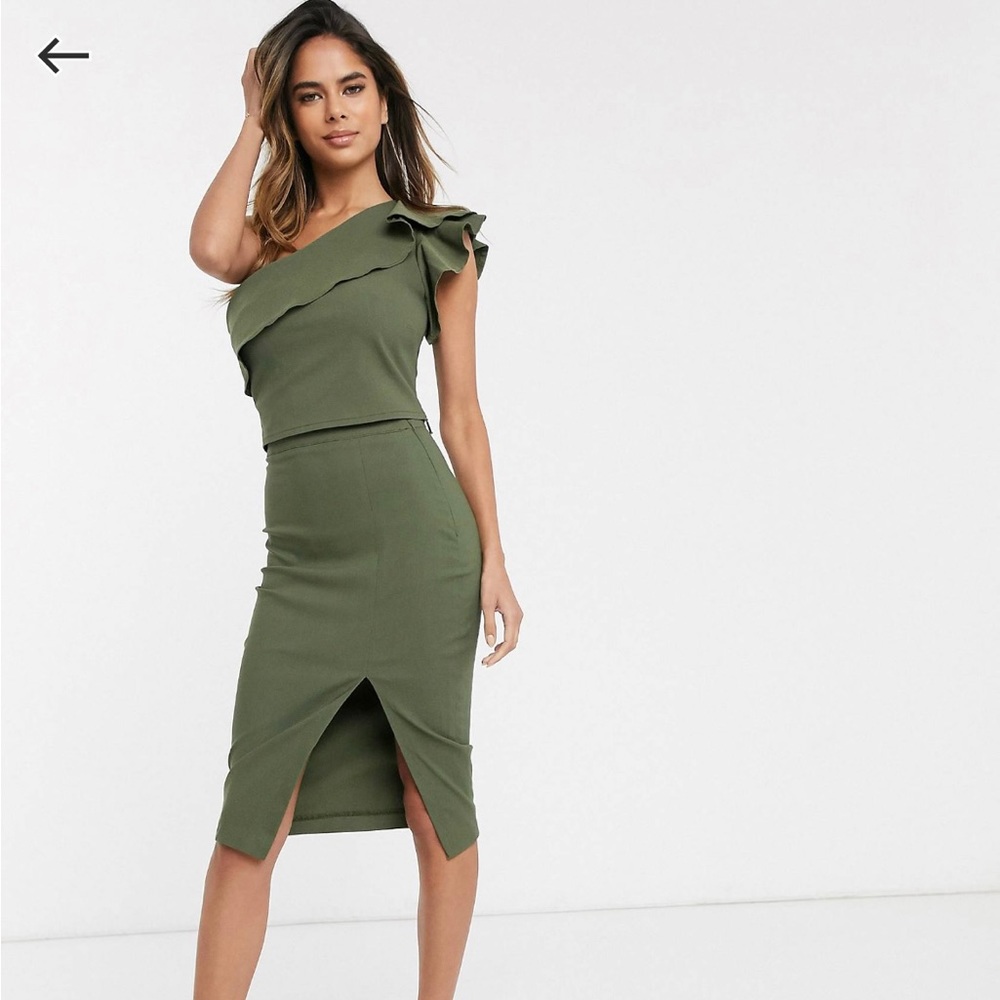 Vesper two piece set skirt and top in khaki